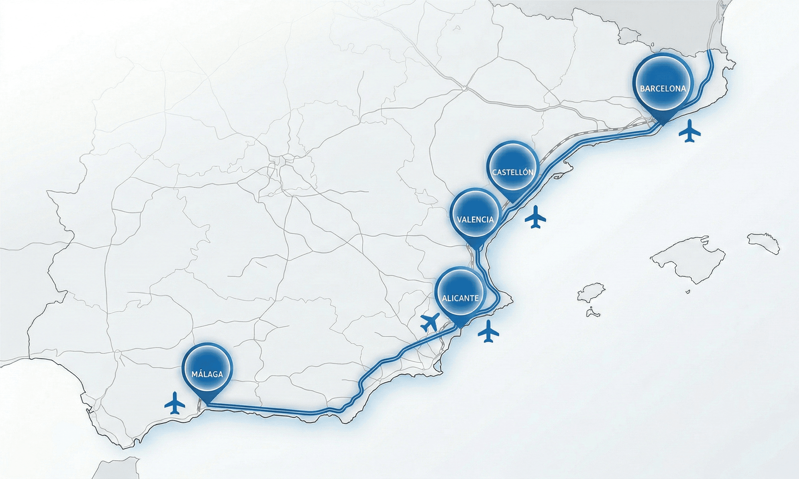 Alquiler Mercedes Clase V eje mediterráneo con Malco Rent a Car