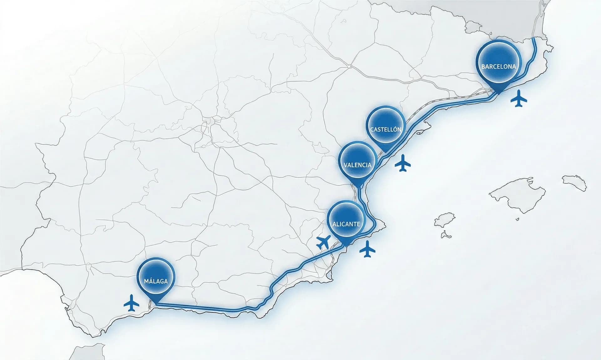 Alquiler Mercedes Clase V eje mediterráneo con Malco Rent a Car